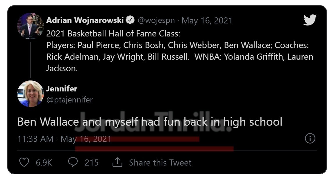 Did Ben Wallace Smash White Woman Named Jennifer In High School? White Woman Named PTA Jennifer Exposes Ben Wallace After His Hall of Fame Induction