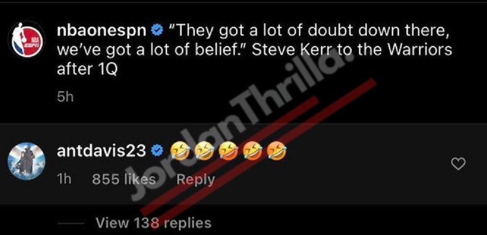 Anthony Davis laughing emojis Steve Kerr for saying Lakers had doubt