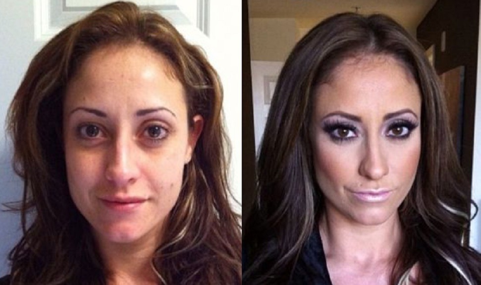 Eva Notty without makeup vs with makeup.