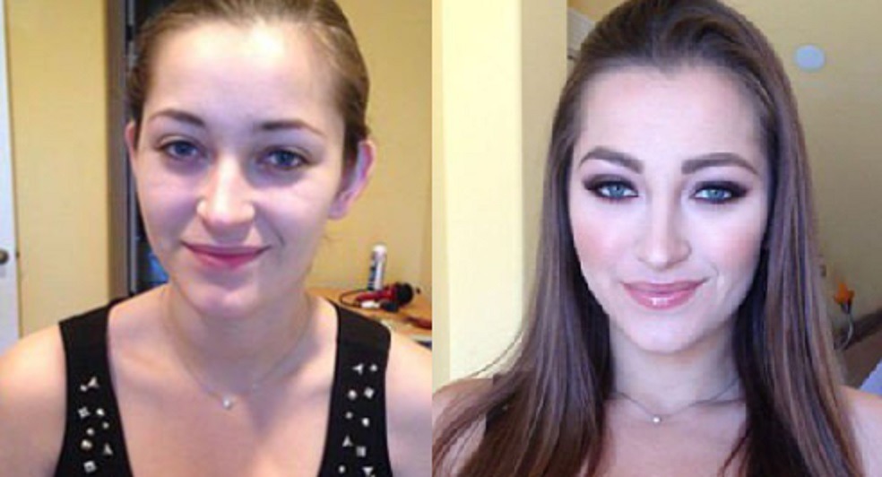 Dani Daniels without makeup vs with makeup.