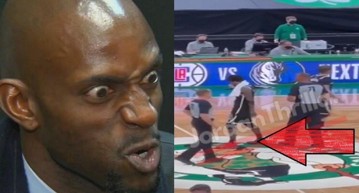 Kevin Garnett Reacts to Kyrie Irving Stomping On "Lucky" Celtics Logo