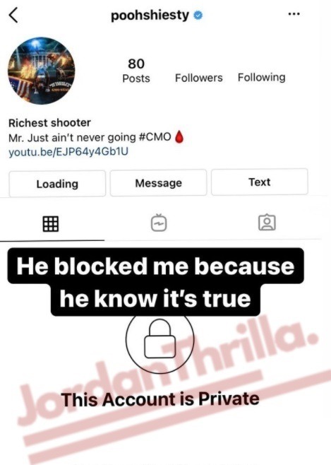 Pooh Shiesty Blocks Transgender Woman Nicki P On IG After Threats to Release a Transgender Pooh Shiesty $extape With His Face Showing