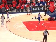 Security Guard Leg Tackles Wizards Fan Who Runs onto Court during Wizards vs Sixers Game 4