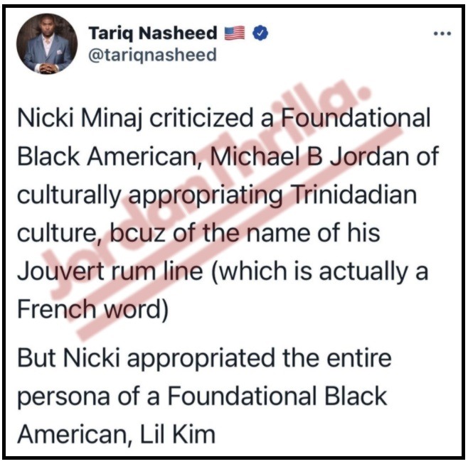 People Expose Nicki Minaj Hypocrisy In Reaction To Michael B. Jordan Changing his J'Ouvert Rum Line Name