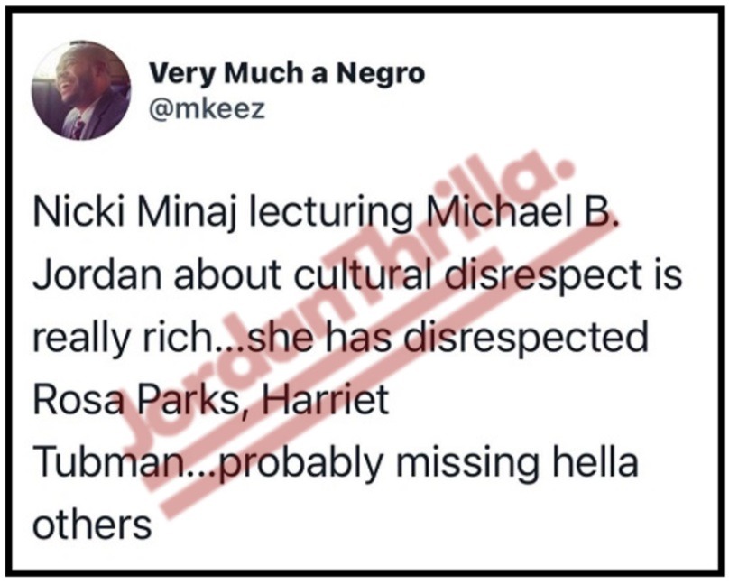 People Expose Nicki Minaj Hypocrisy In Reaction To Michael B. Jordan Changing his J'Ouvert Rum Line Name