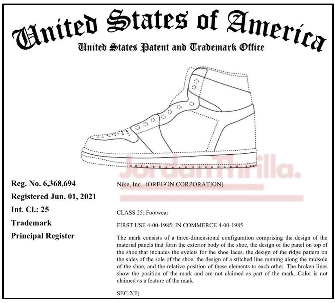 Michael Jordan Officially Cancels Bootleg Jordan Sneakers With Air Jordan 1 Silhouette Patent Trademark Registration