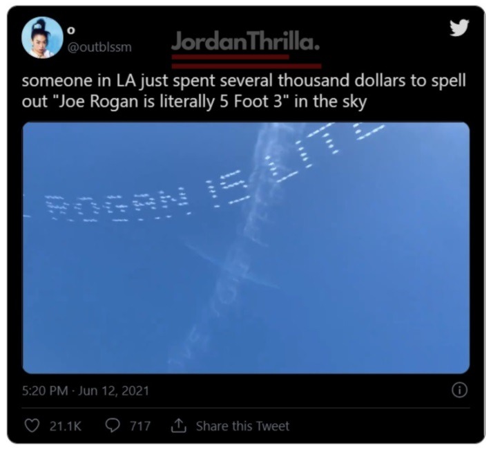 Is Joe Rogan 5 Foot 3? Here is the Truth Behind the Random Person Sky-Writing Joe Rogan's Alleged Real Height In Los Angeles Sky
