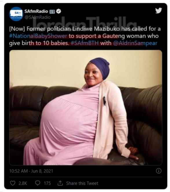 Here is How The First 'Decumom' Gosiame Thamara Sithole a South African Woman Gives Birth to 10 Babies Without Knowing
