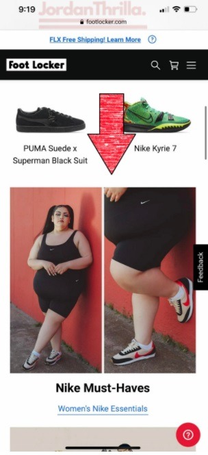 Fat Model at Footlocker.com Draws Criticism From Body-Shamers. Fat woman at Footlocker.com