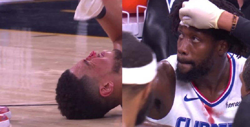 Did Patrick Beverley Intentionally Headbutt Devin Booker Head Leaving Him Bleeding and Almost Knocked Out. Devin Booker head bleeding.