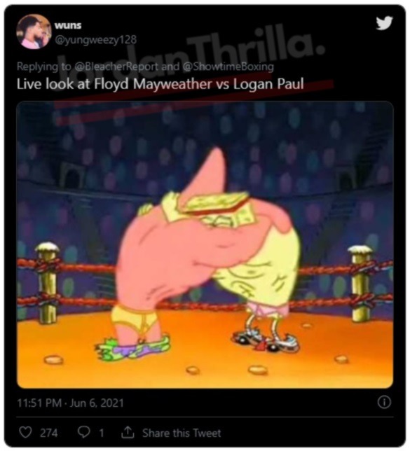 Social Media Reacts to Logan Paul Hugging Floyd Mayweather The Entire Fight to Survive 8 Rounds