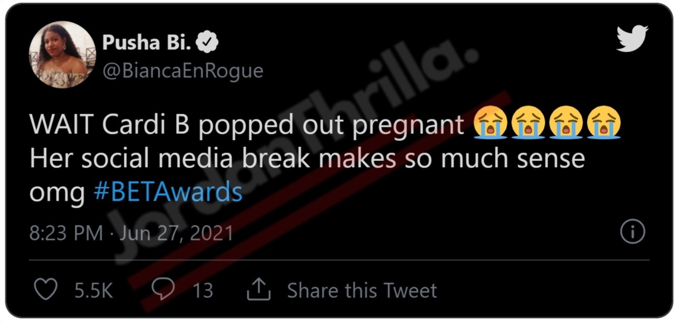 Celebrities React to Cardi B Pregnant Performance at BET Awards After Cardi B Announces Second Pregnancy with Offset