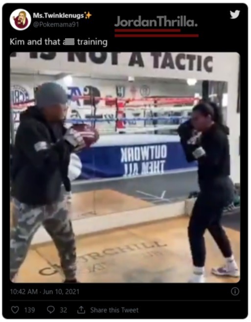Social Media Is Convinced This a Video Of Kim Kardashian Boxing.