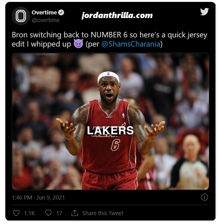 6-Bron? Social Media Reacts to Lebron James Changing Jersey Number 23 Back To 6 For Revenge Next Season