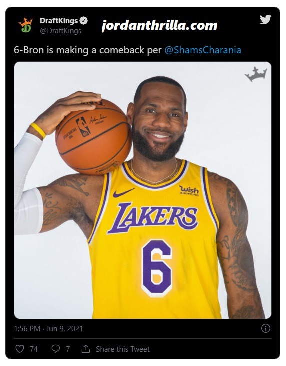 6-Bron? Social Media Reacts to Lebron James Changing Jersey Number 23 Back To 6 For Revenge Next Season