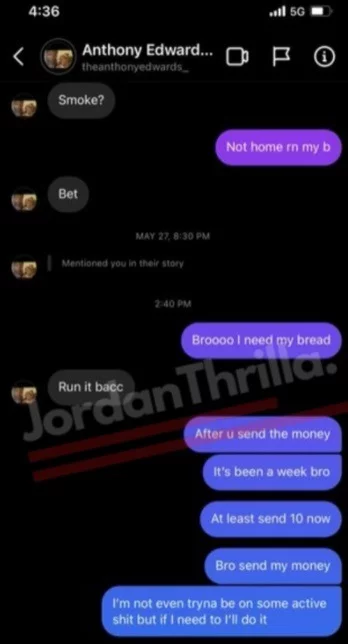 Anthony Edwards Exposed By Pro Madden Player AB For Owing $22K in Unpaid Bets With Leaked Text Messages