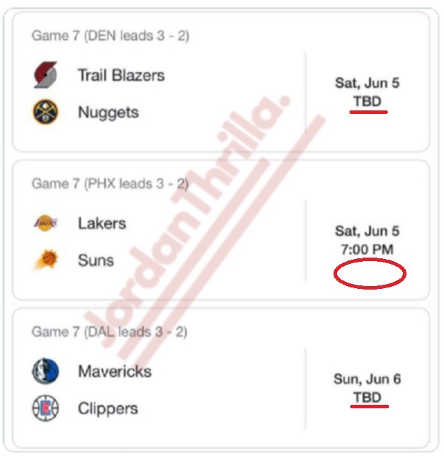 NBA Already Scheduling Lakers VS Game 7 With No 'TBD' Sparks Conspiracy Theories that Game 6 is Rigged For Lakers To Win. Lakers vs Suns Game 6 riggged