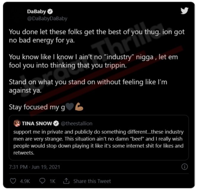 Megan Thee Stallion and Da Baby Verbally Spar on Twitter Over Tory Lanez "SKAT" Song and Her Comments Against 'Industry Men'