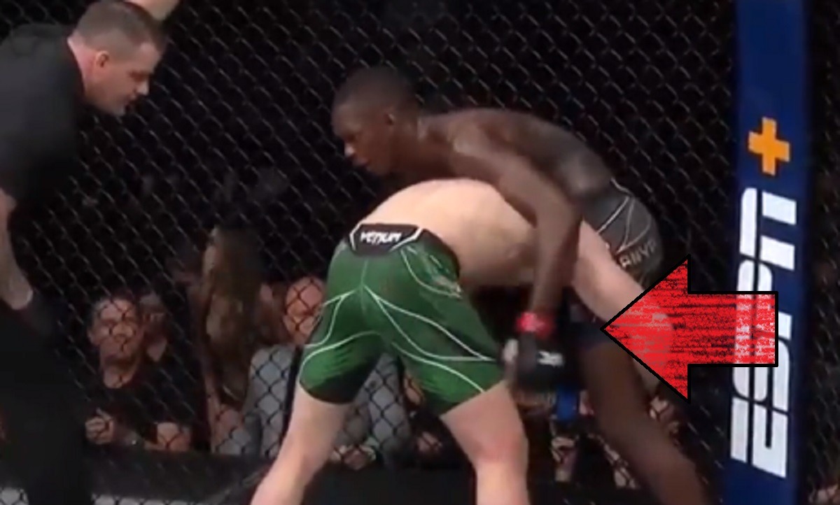 Aljamain Sterling Reacts Israel Adesanya Grabbing Marvin Vettori Butt After Round Is Over During UFC 263 Match