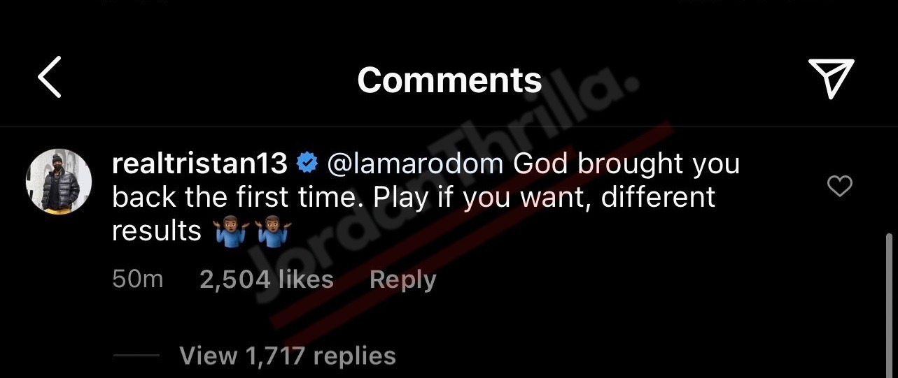Did Tristan Thompson Threaten To Kill Lamar Odom For Commenting on Khloe Kardashian Bikini Photo?