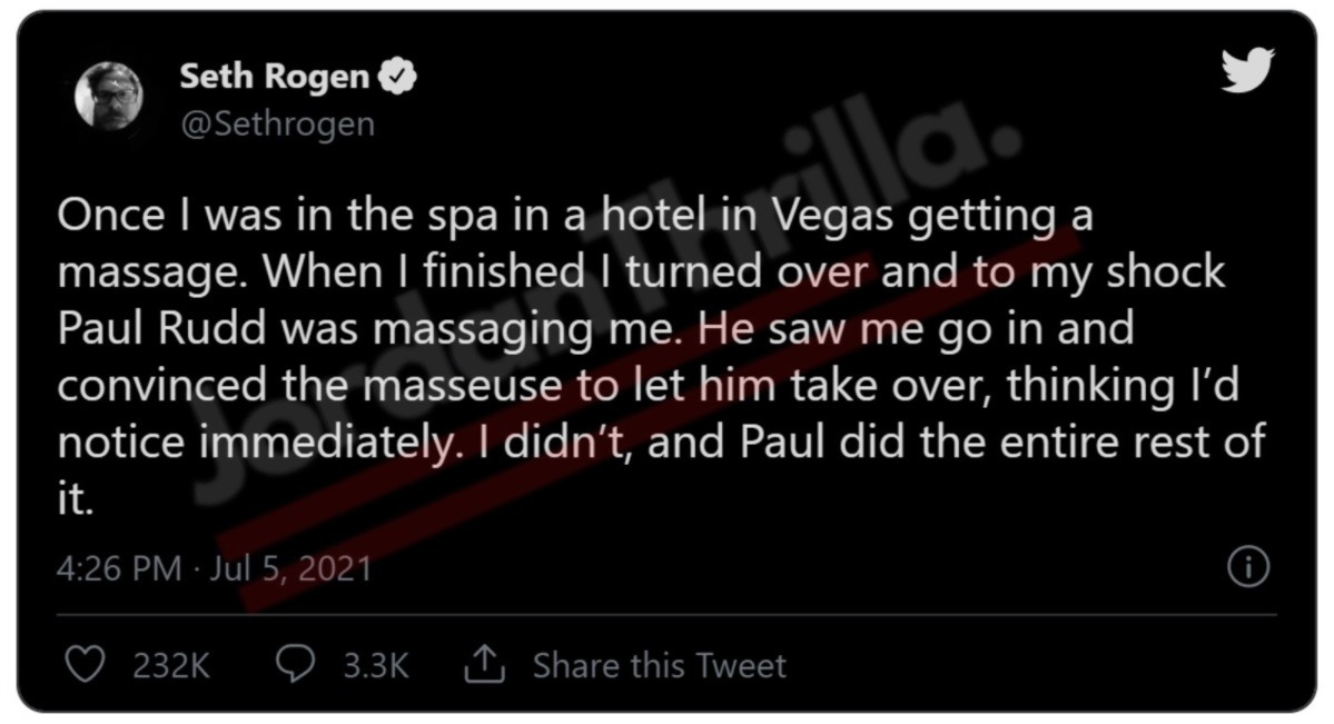 Is Paul Rudd Gay? New Story Reveals Paul Rudd Massaged Seth Rogen After Switching Places with His Masseuse