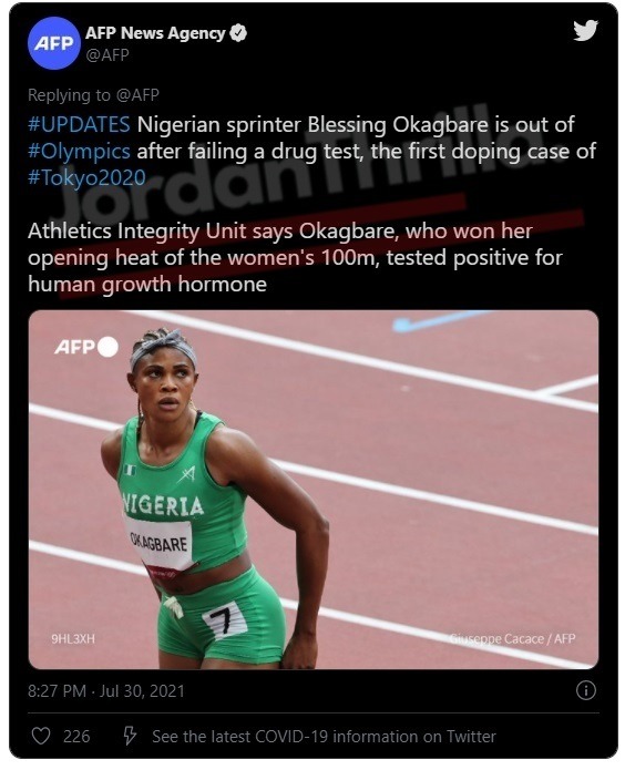 Nigerian Sprinter Blessing Okagbare Caught Cheating After Failed Drug Test In First Doping Scandal of Tokyo Olympics. Blessing Okagbare suspended from Olympics after caught doping. Blessing Okagbare banned from Tokyo Olympi.