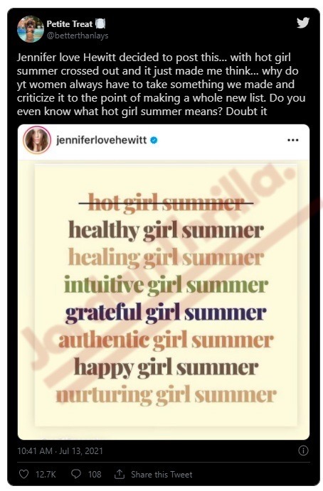Is Jennifer Love Hewitt Racist? Black Woman are Angry Jennifer Love Hewitt Literally Cancelled Megan Thee Stallion 'Hot Girl Summer'