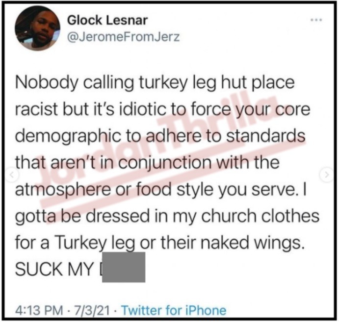 Is Houston Restaurant Turkey Leg Hut's New Dress Code a Racist Gentrification Attempt? People react to Turkey Leg Hut's racist dress code.