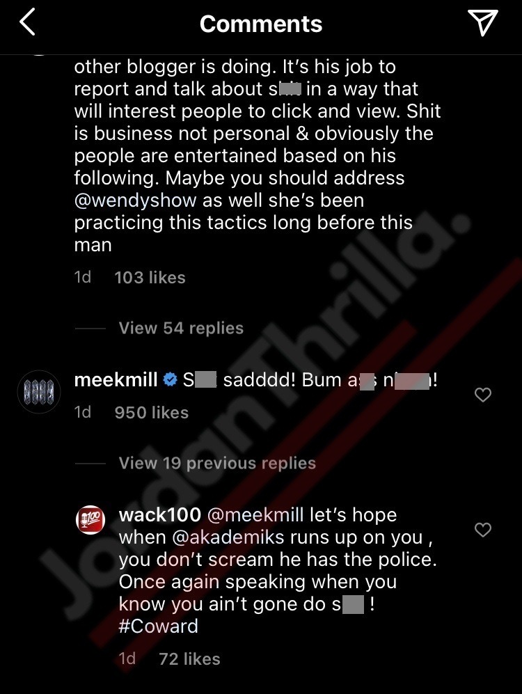 Hip-Hop Celebrities Diss DJ Akademiks After Meek Mill Calls him a 'Bum' and Wack100 Defends Him