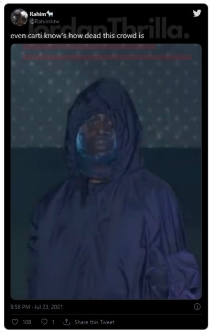 Playboi Carti Walks Off Stage Embarrassed By Dead Crowd During Rolling Loud Performance at Miami Hard Rock Stadium. Playboi Carti emotional pain behind Kanye West mask. Playboi Carti memes
