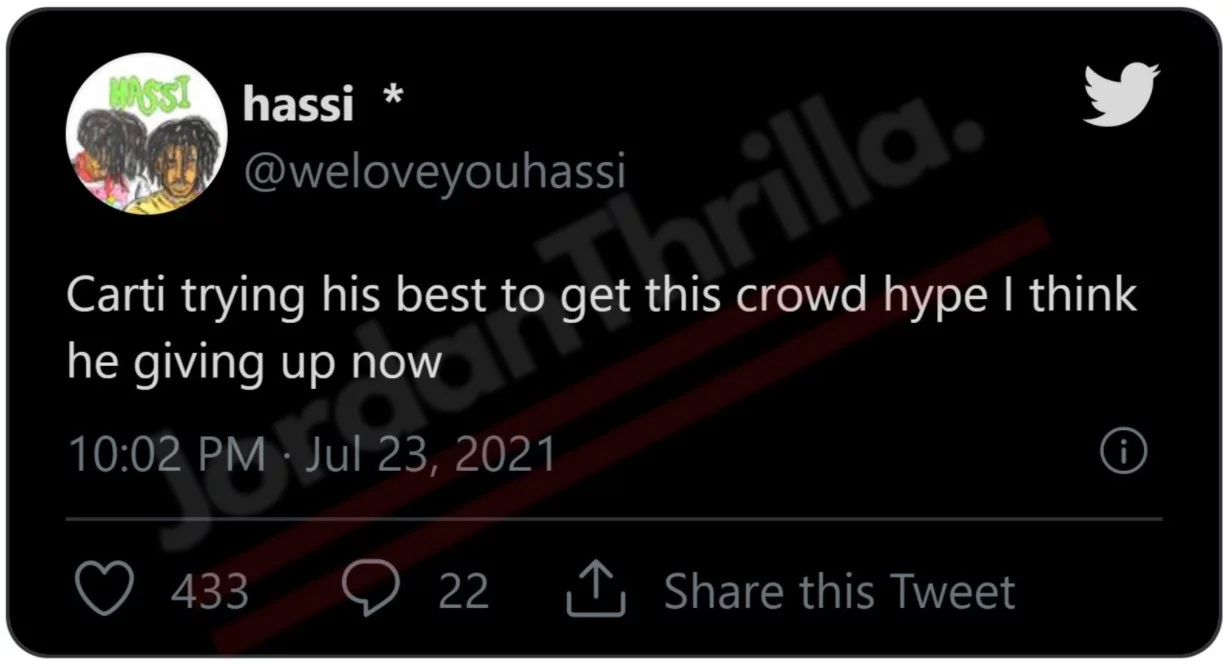 Playboi Carti Walks Off Stage Embarrassed By Dead Crowd During Rolling Loud Performance at Miami Hard Rock Stadium. Playboi Carti emotional pain behind Kanye West mask. Playboi Carti memes