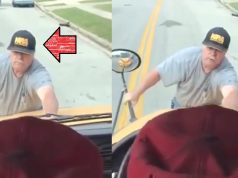 NRA Hat Wearing Man Jumps on Hood of Moving School Bus After Kid Throws Water Bo...