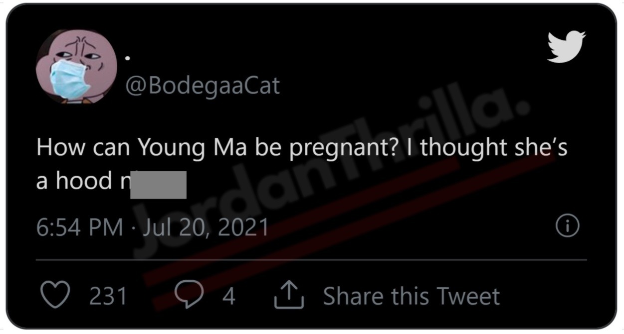 Did Someone Get Young MA Pregnant? Social Media Reacts to Rumor Young MA is Having a Baby. Young MA giving birth to child.