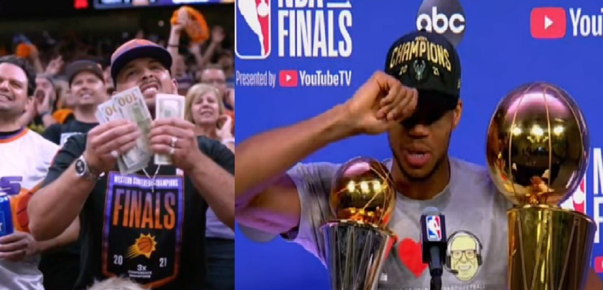 Giannis Antetokounmpo Calls Out Suns Fan Counting Money and People Who Said He Can't Shoot Free Throws in Postgame Interview After Winning NBA Championship