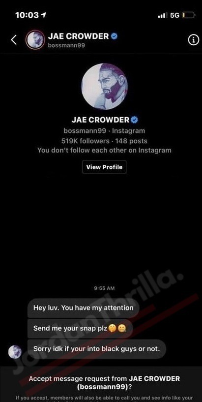 White Woman Exposes Jae Crowder Sending Her DMs After She Curved Him Then Makes Her Twitter Account Private. Jae Crowder DMs to White Woman named Anna aka agp1717. Jae Crowder shoots his shot at white woman asking if she likes black guys