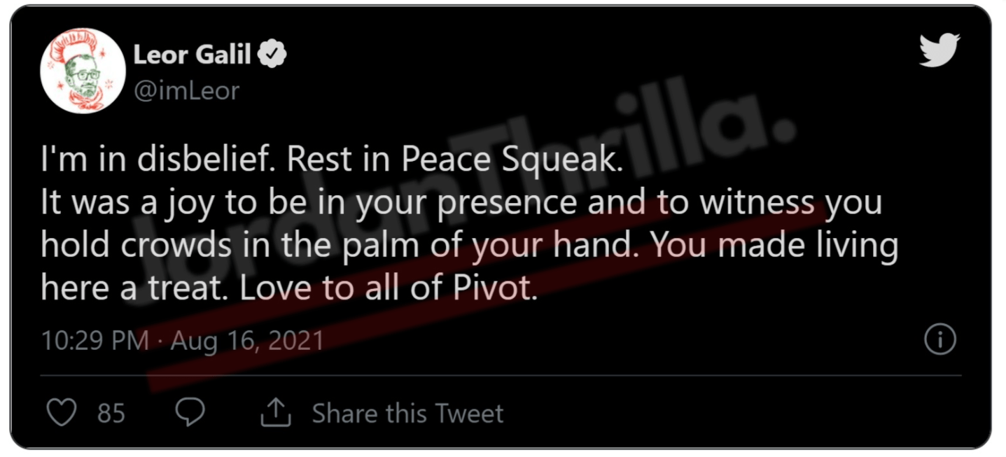 Pivot Gang Member Squeak Pivot Dead: Social Media Reacts Squeak Pivot's Tragic Death. Squeak Pivot's final tweet. Squeak Pivot's last tweet.