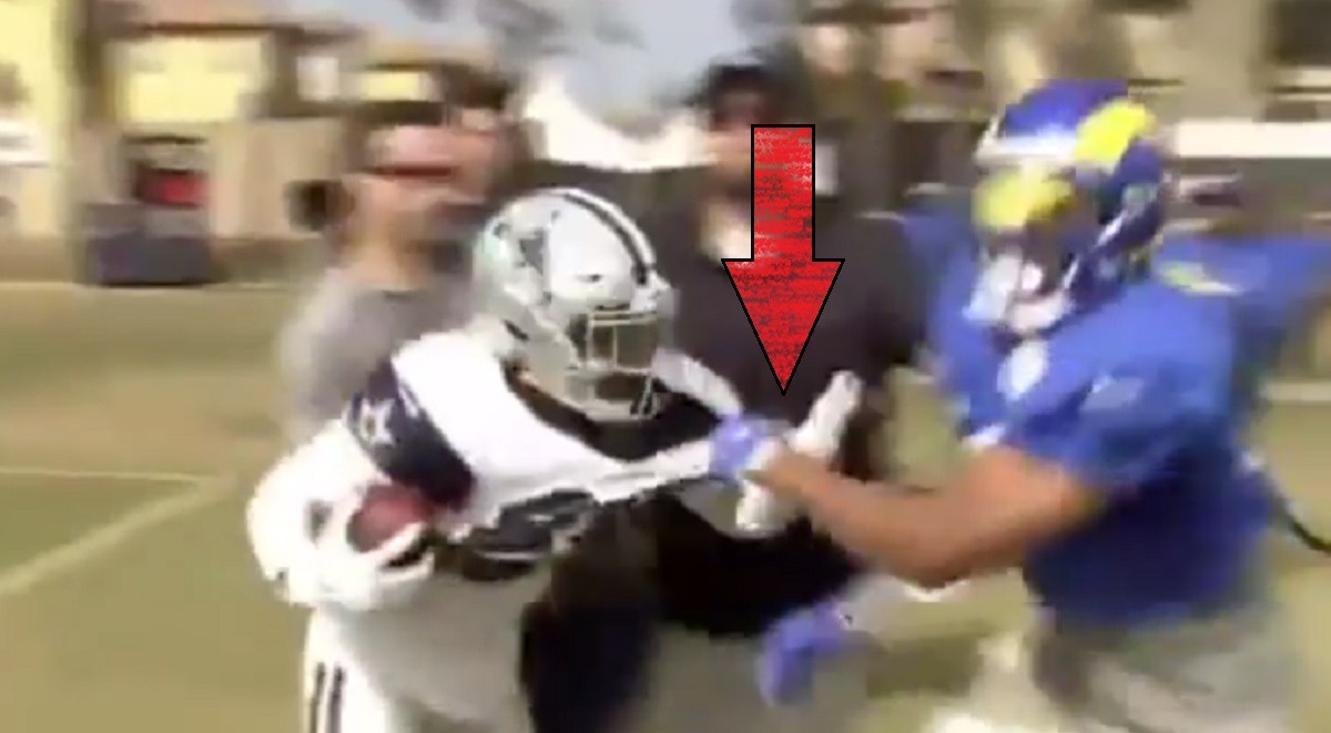 Rams Kenny Young Punches Tony Pollard While Holding His Jersey Then Runs For His Life During Cowboys vs Rams Practice. Kenny Young Punched Tony Pollard