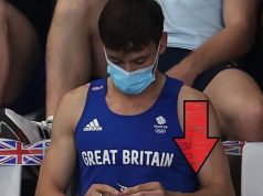 Tokyo Olympics Champion Tom Daley Knitting Pink Pouch During Women’s Springboard...
