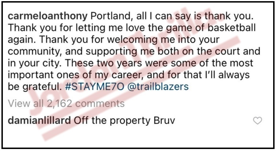 Did Damian Lillard Diss Carmelo Anthony's Farewell Post to Blazers With Slang From the 'Top Boy' Netflix Show? Damian Lillard said "off the property bruv" to Carmelo Anthony.