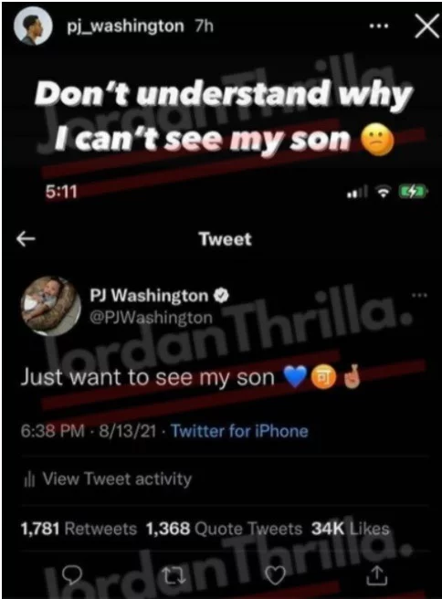 Is Brittany Renner Not Allowing PJ Washington To See His Son? PJ Washington Cries Out He Can't See His Son. Brittany Renner refusing to let PJ Washington see his son. Brittany Renner not letting PJ Washington see his son.