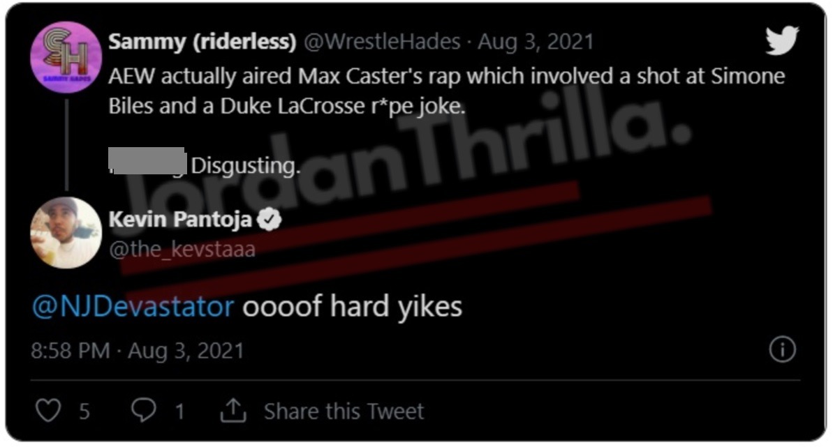 Alleged Gay AEW Wrestler Max Caster Gets Cancelled After Rap Lyrics Dissing Simone Biles Mental Health and Duke Lacrosse Rape Joke