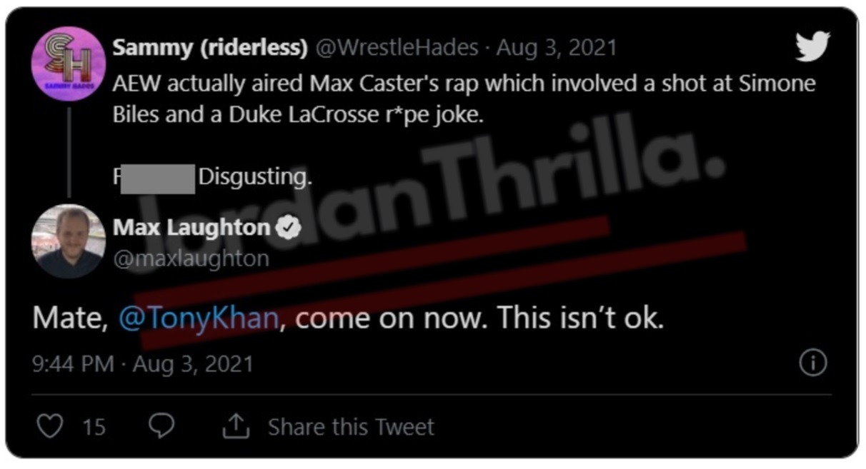 Alleged Gay AEW Wrestler Max Caster Gets Cancelled After Rap Lyrics Dissing Simone Biles Mental Health and Duke Lacrosse Rape Joke