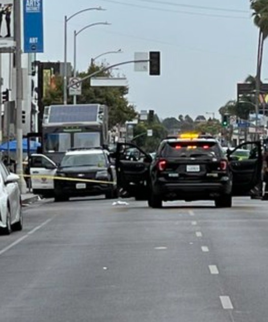 LAPD Arrests 16 Year Old Man Who Shot and Killed Shoe Palace Employee Jayren Bradford. Yellow tape around Shoe Palace.