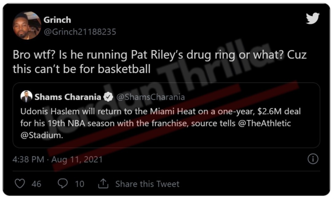 Here is Why People Think Pat Riley is Running a Drug Ring After He Signed Udonis Haslem To Another Deal. Udonis Haslem has dirt on Pat Riley. Udonis Haslem caught a body for Pat Riley. Why Did Heat re-sign Udonis Haslem.