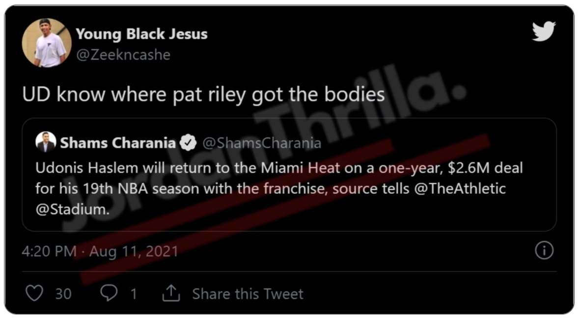 Here is Why People Think Pat Riley is Running a Drug Ring After He Signed Udonis Haslem To Another Deal. Udonis Haslem has dirt on Pat Riley. Udonis Haslem caught a body for Pat Riley. Why Did Heat re-sign Udonis Haslem.