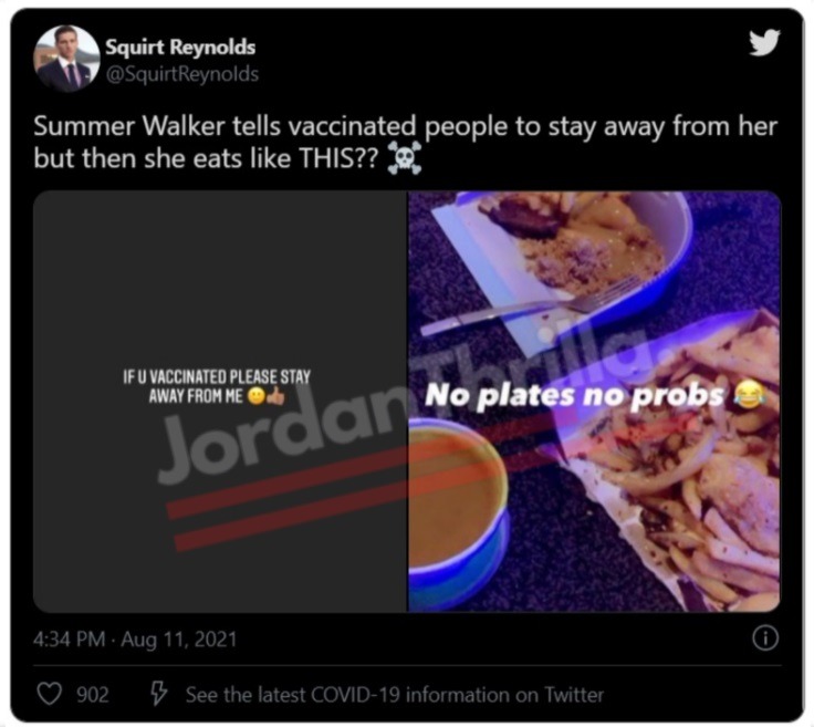 Is Summer Walker an Anti-Vaxxer? Summer Walker Unhealthy Diet Goes Viral After Summer Walker Disses Vaccinated People on Instagram Burner Account
