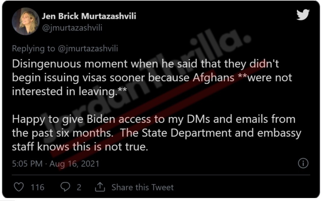 University of Pittsburgh Professor Jen Brick Murtazashvili Accuses Joe Biden of Ignoring Afghan Suffering and Lying about Afghans Requesting Visas During Speech About Taliban Taking Over Afghanistan
