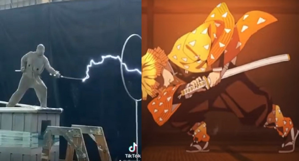 TikToker Allen Pan Tests Electrified Samurai Sword That Resembles Demon Slayer Zenitsu Thunder Breathing. People on tiktok test electric samurai sword