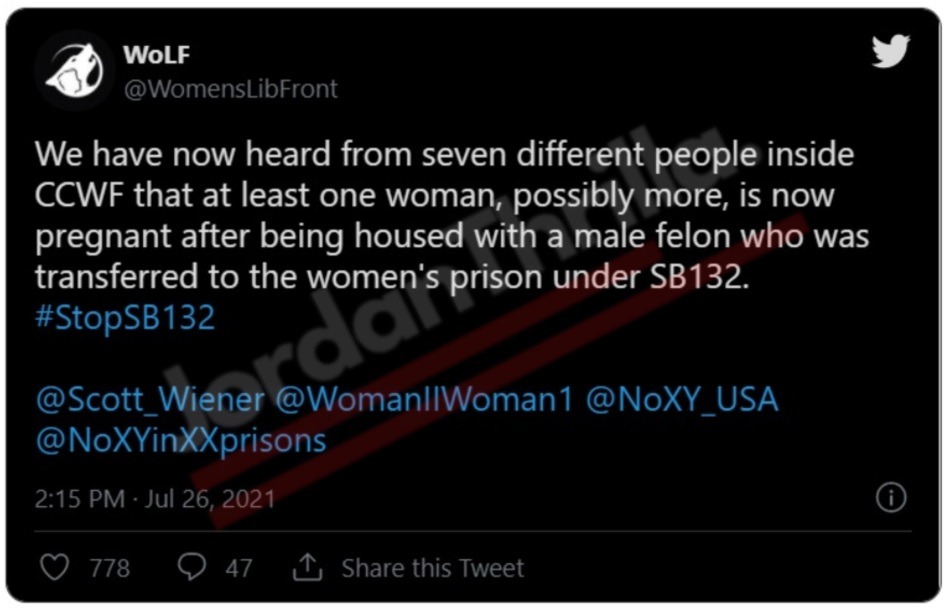 Transgender Woman Impregnates Female Inmate in California After Sharing Cell Under New SB 132 Bill. California female inmate pregnant after sharing cell with transgender woman. Transgender woman smashed female inmate at Central California Women’s Facility.