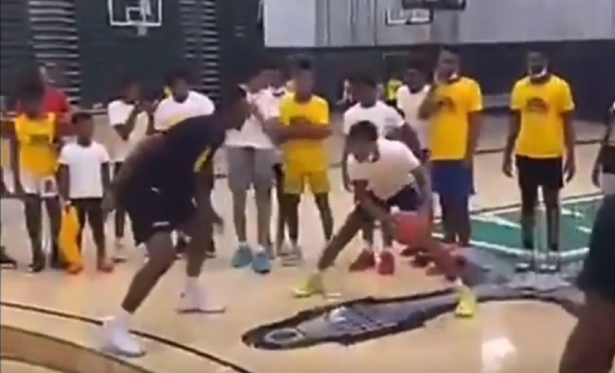 15 Year Old TikToker ForgiveDev Nutmegged Crossed Up NBA Player Kevon Looney at His Own Basketball Camp